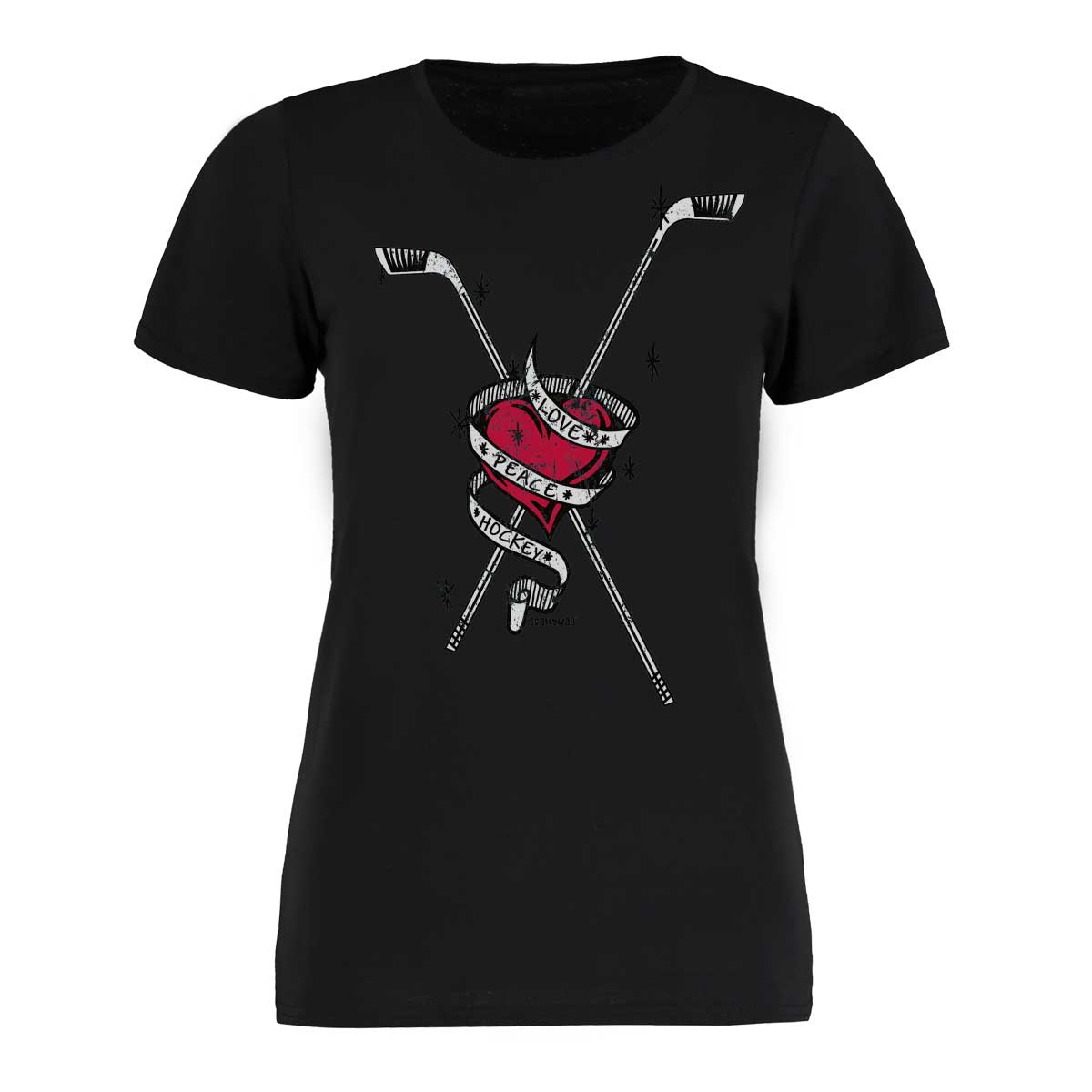 Eishockey T-Shirt von SCALLYWAG® Modell CROSSED STICKS Girls Schwarz