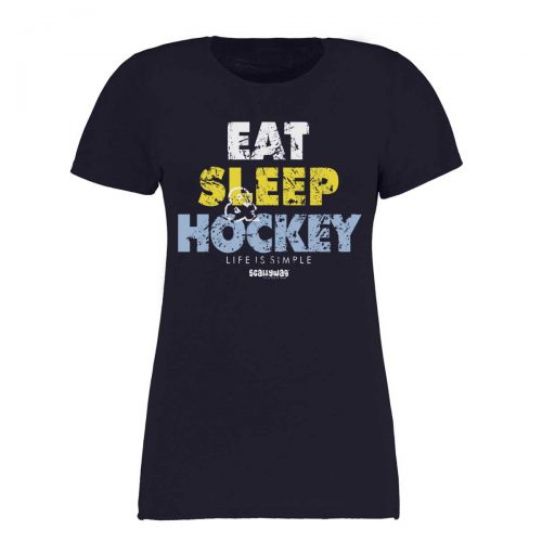 Eishockey T-Shirt von SCALLYWAG® Modell EAT SLEEP HOCKEY Girls Navy