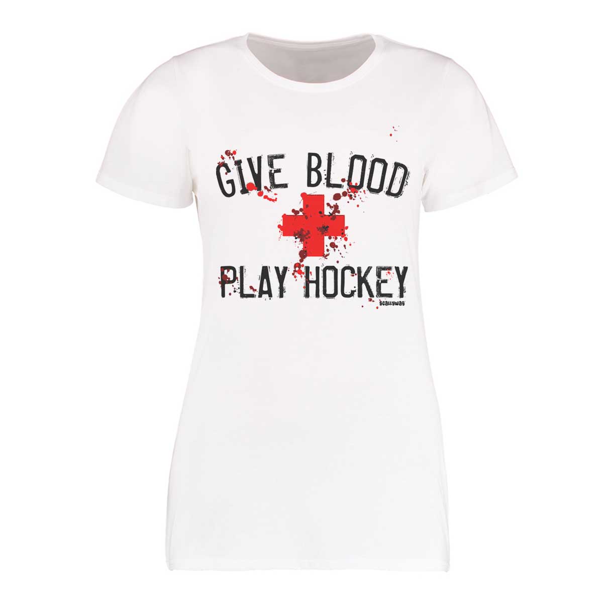 Eishockey T-Shirt von SCALLYWAG® Modell GIVE BLOOD Girls Weiß