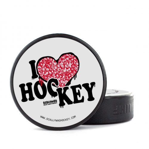 Eishockey Puck von SCALLYWAG® Modell I LOVE HOCKEY.