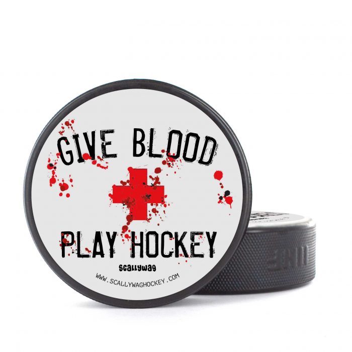 Eishockey Puck von SCALLYWAG® Modell GIVE BLOOD.